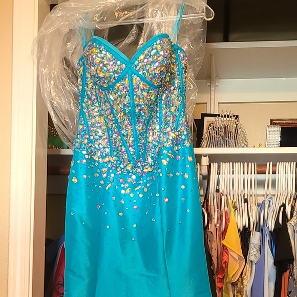 Aqua Blue Jovani Pageant Gown - Picture 3 of 4
